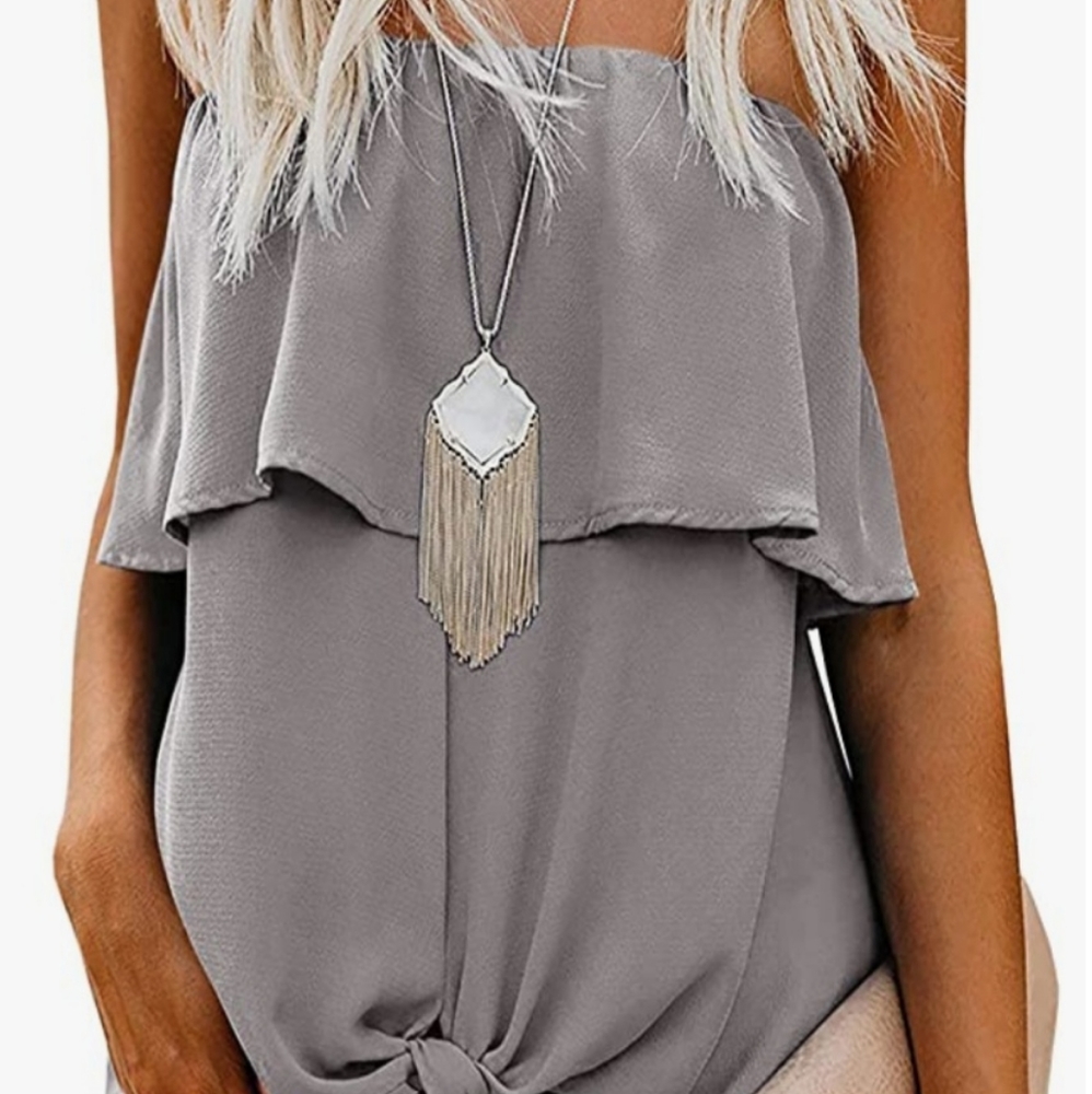 Strapless grey blouse